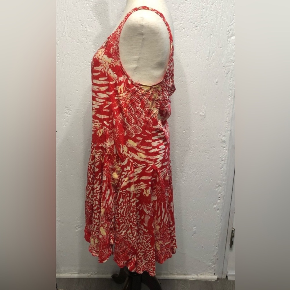 Lost in the 🔥 Free People Scoop Neck Sleeveless Beach Print Dress Red XS - Picture 13 of 14